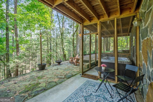 view of unfurnished sunroom