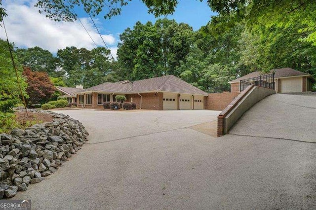 exterior space with a garage