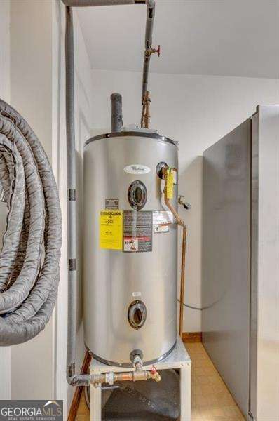 utility room featuring water heater