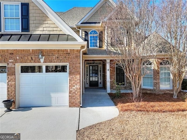 view of front of house with a garage