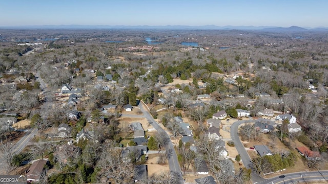 drone / aerial view with a mountain view