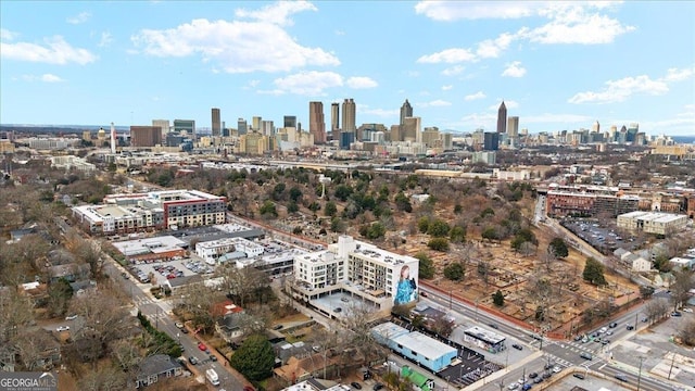 aerial view with a city view