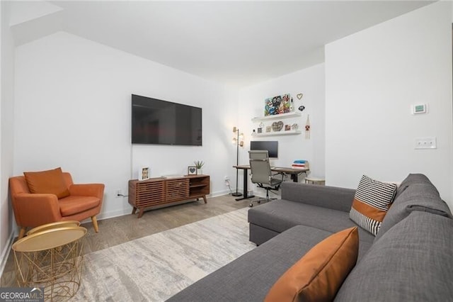 living room with light wood-type flooring