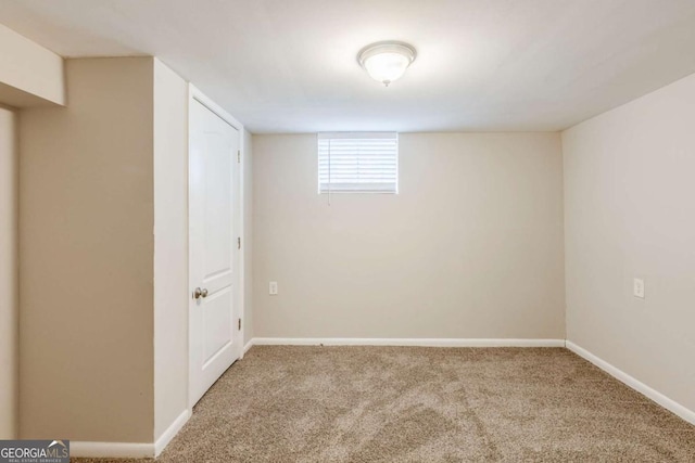 basement with carpet floors