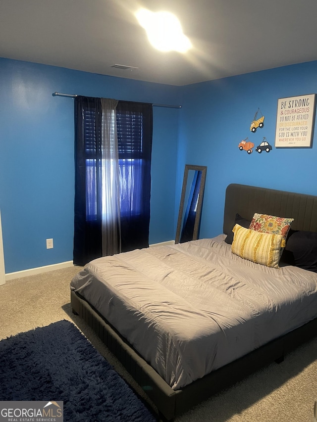 bedroom with carpet