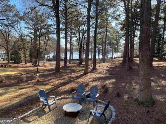 view of yard with a water view