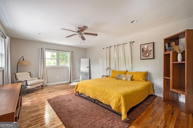 1574 Mayflower St, Atlanta, GA 30311 - bedroom with ceiling fan, baseboards, wood finished floors, and recessed lighting