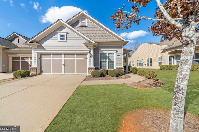 craftsman-style home with a front yard