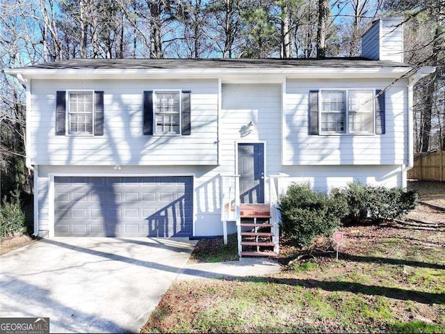 bi-level home with a garage