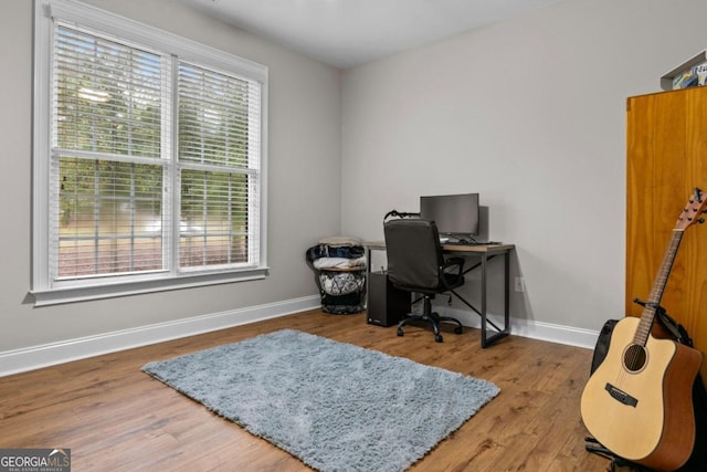 office featuring hardwood / wood-style floors