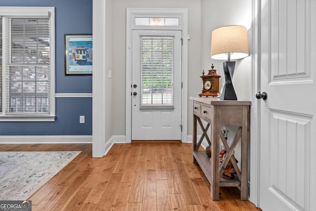 doorway featuring light hardwood / wood-style floors