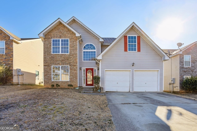 front facade with a garage