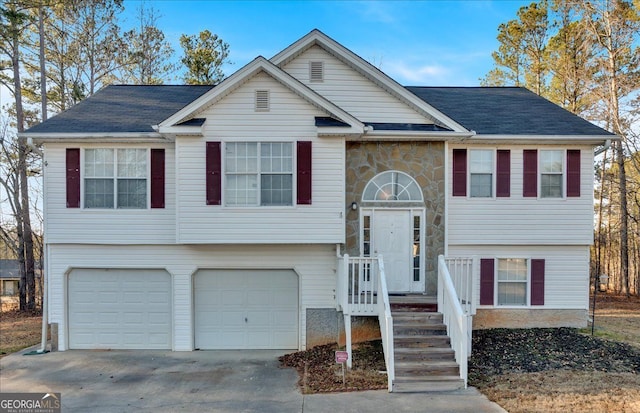 bi-level home with a garage