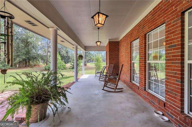 view of patio featuring covered porch