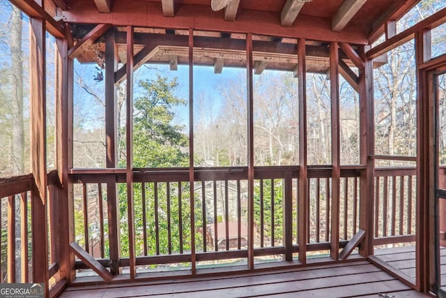 view of unfurnished sunroom