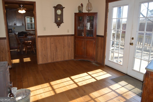 dining area with hardwood / wood-style floors