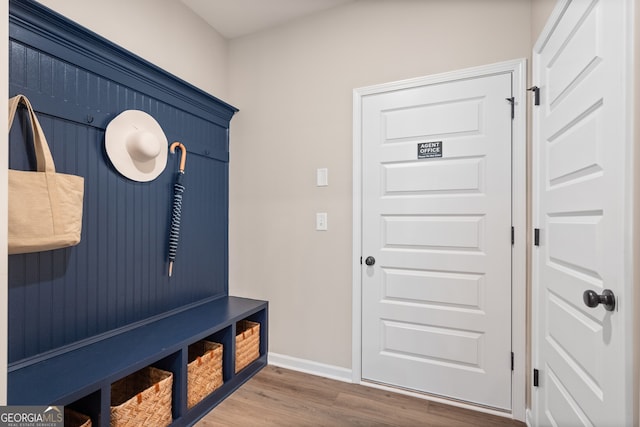 mudroom featuring hardwood / wood-style floors