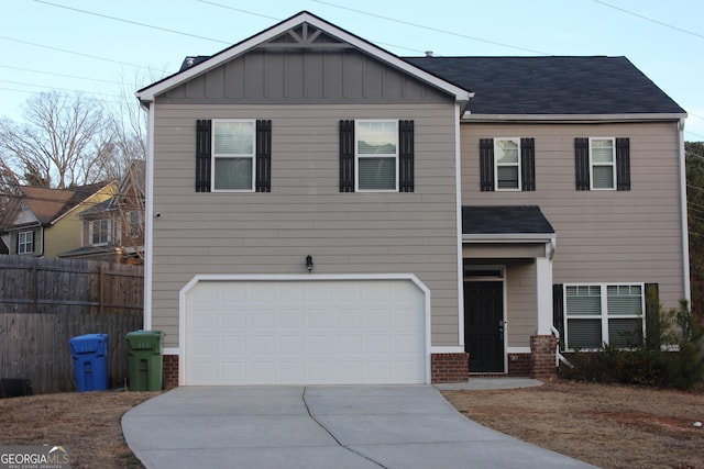 view of front of house with a garage