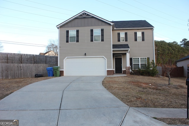 view of front facade featuring a garage