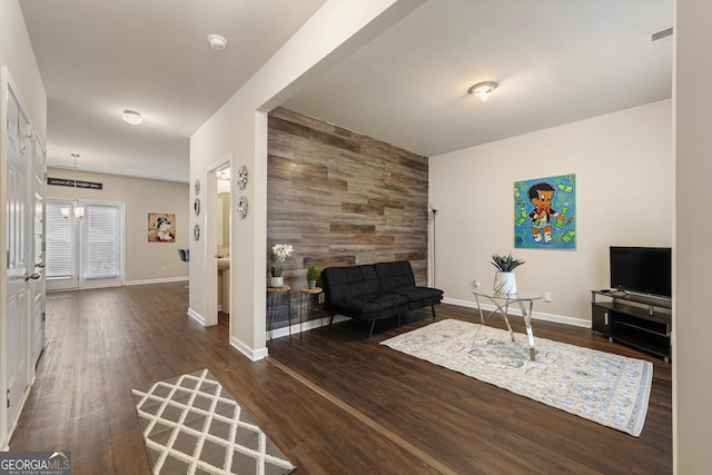 living room featuring dark hardwood / wood-style flooring