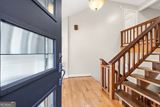 entrance foyer with light hardwood / wood-style floors