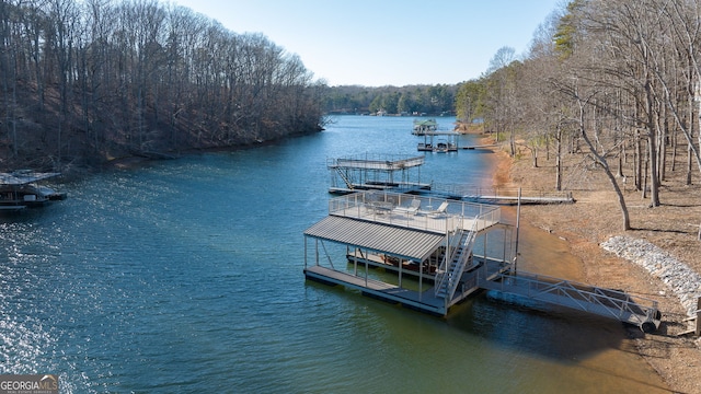 dock area featuring a water view