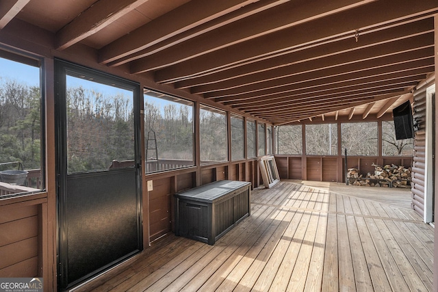 view of unfurnished sunroom