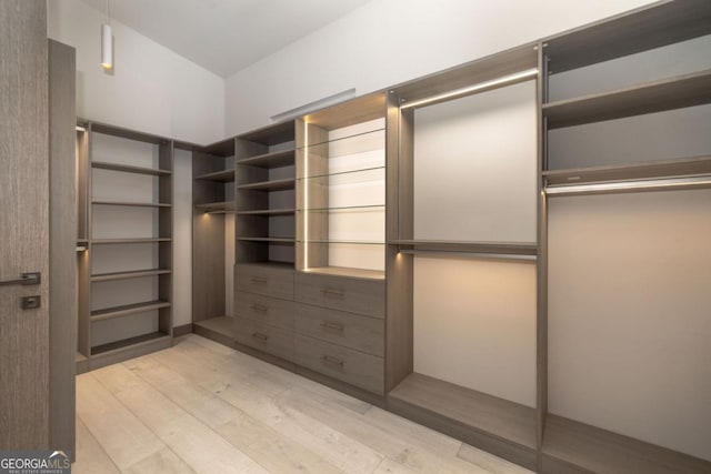 walk in closet featuring light wood-type flooring