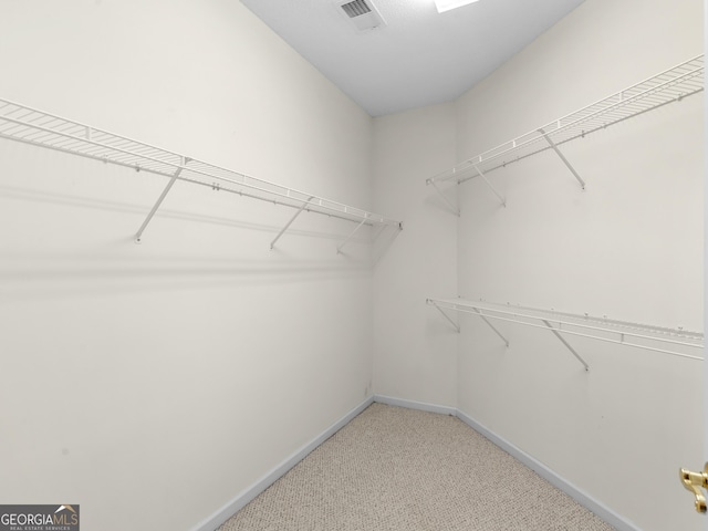 spacious closet with light carpet