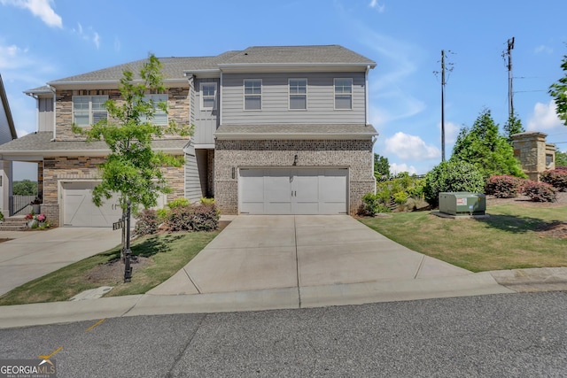 front of property with a garage