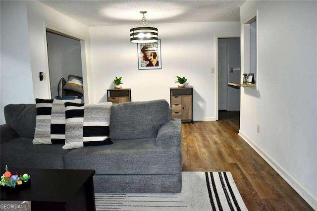 living room featuring dark hardwood / wood-style floors