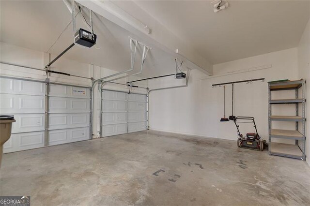 garage with a garage door opener