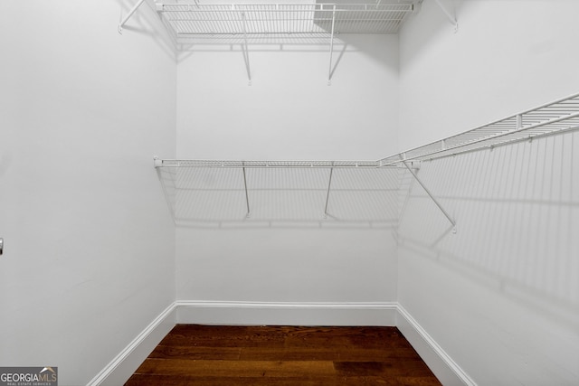 walk in closet featuring dark hardwood / wood-style floors