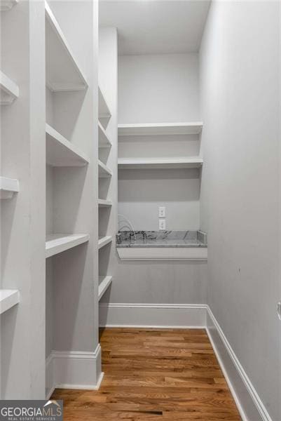 spacious closet with hardwood / wood-style floors