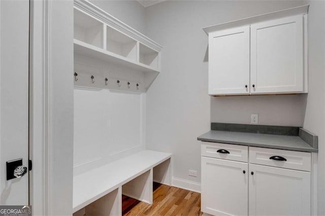 mudroom featuring light wood-type flooring