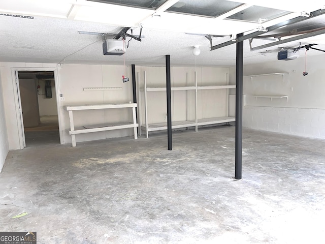 garage with a garage door opener