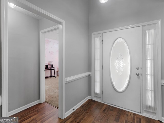 foyer featuring dark hardwood / wood-style flooring