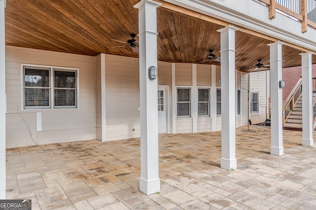 view of patio / terrace featuring ceiling fan