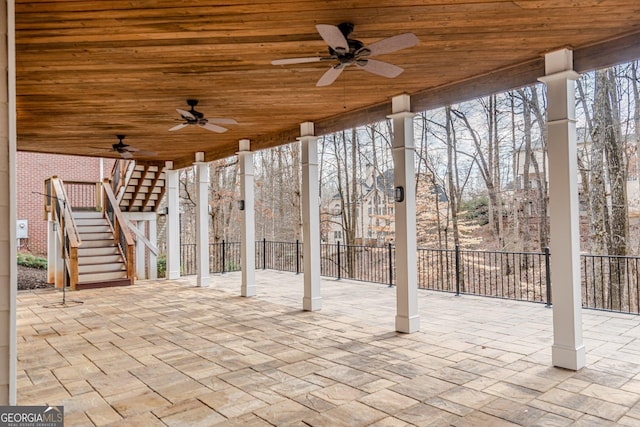 view of patio / terrace featuring ceiling fan