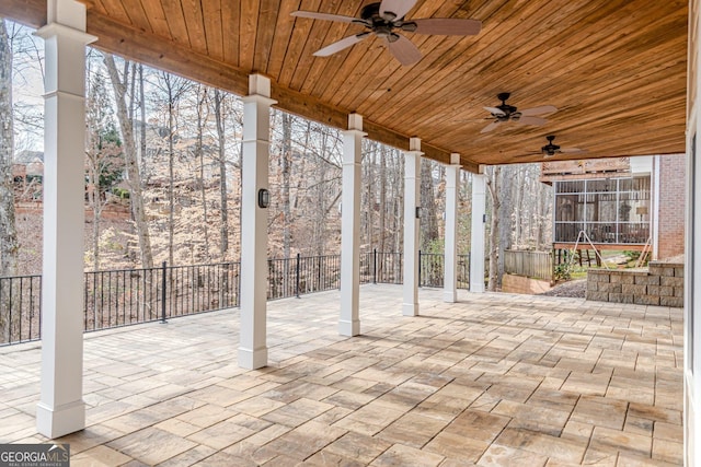 view of patio with ceiling fan