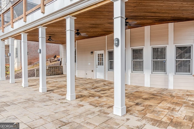 view of patio with ceiling fan