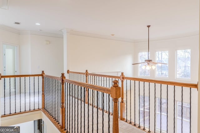 corridor with crown molding