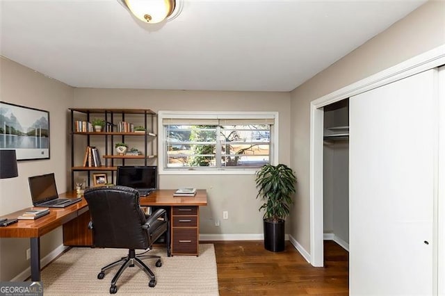 office featuring dark hardwood / wood-style floors