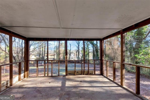 view of unfurnished sunroom