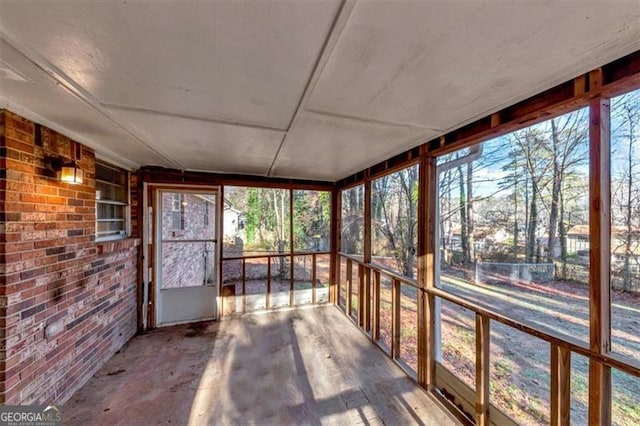 view of unfurnished sunroom