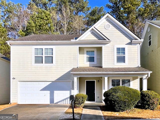 view of property with a garage