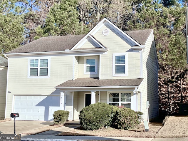 view of front of house with a garage