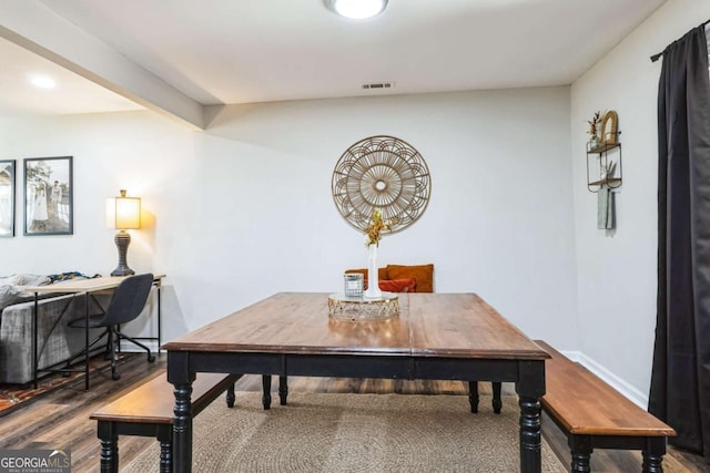 dining area featuring hardwood / wood-style flooring