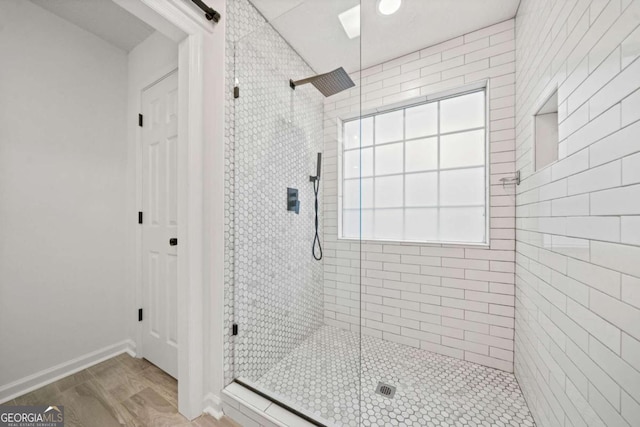 bathroom featuring walk in shower