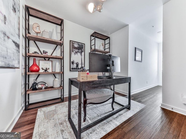 office area featuring dark hardwood / wood-style flooring